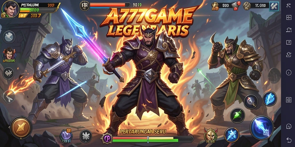 Tangkapan layar A777GAME menampilkan aksi pertarungan yang intens dan mendebarkan.