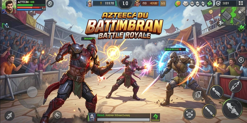 Tampilan gameplay seru dalam AZTEC88 dengan aksi pertempuran intens.