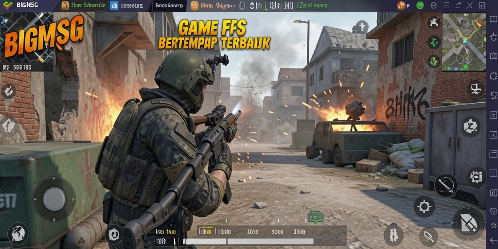 Tangkapan layar menunjukkan aksi intens gameplay BIGMSG dalam mode FPS.