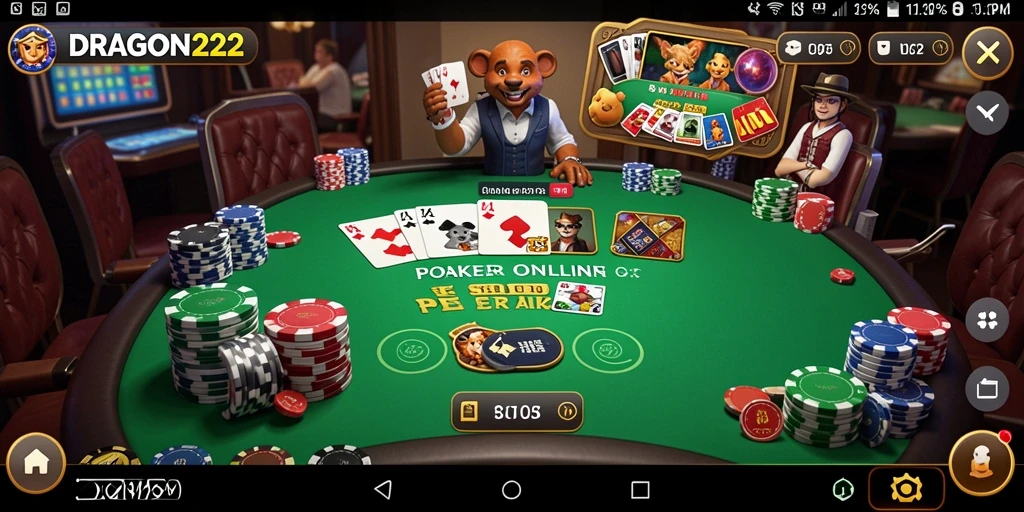 Screenshot gameplay DRAGON222 menampilkan suasana seru bermain poker.