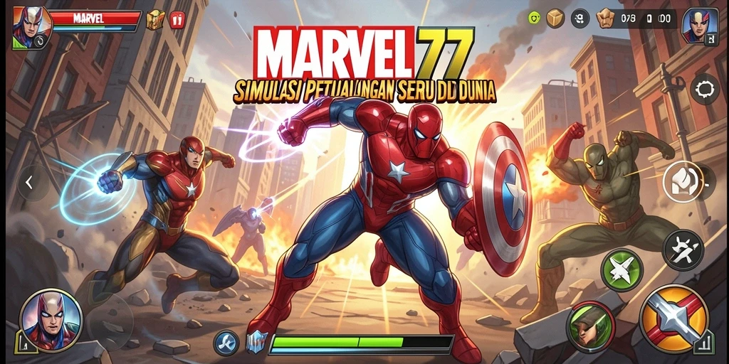 Gameplay menarik MARVEL77 dengan karakter superhero Marvel.