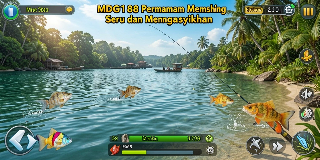 Gameplay utama MDG188 yang menampilkan pengalaman memancing yang seru.