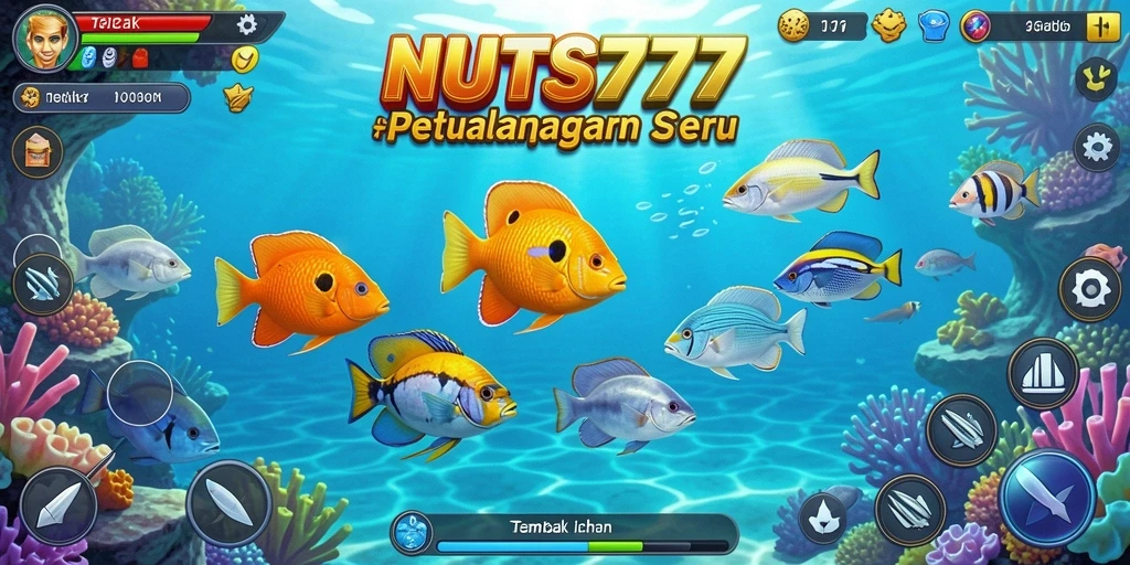 Tampilan gameplay NUTS777 saat menangkap ikan.