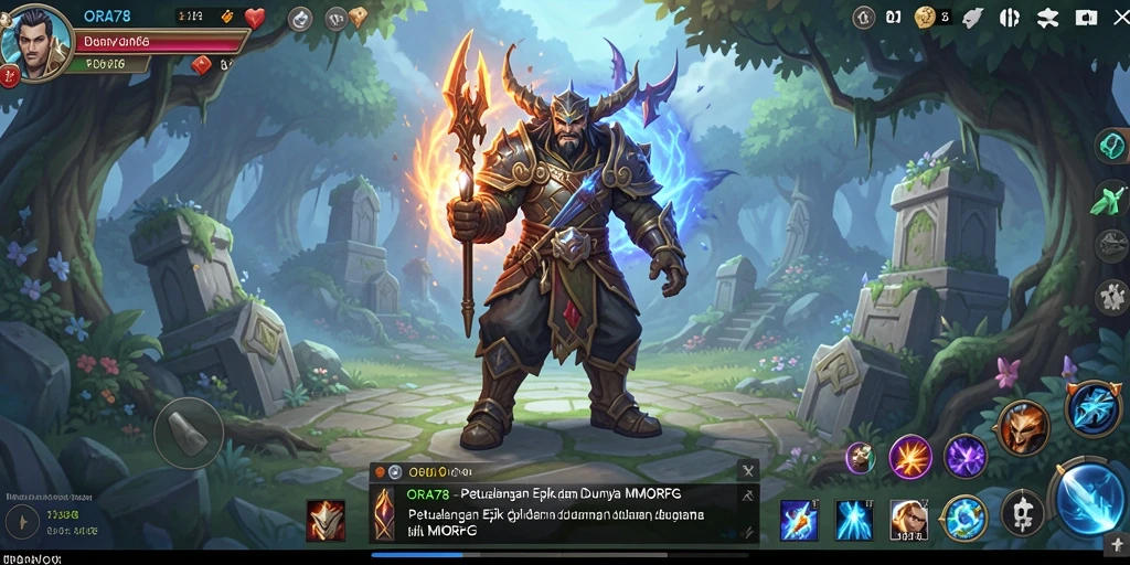 Screenshot gameplay ORA78 menampilkan pertempuran mendebarkan di dunia fantasi.