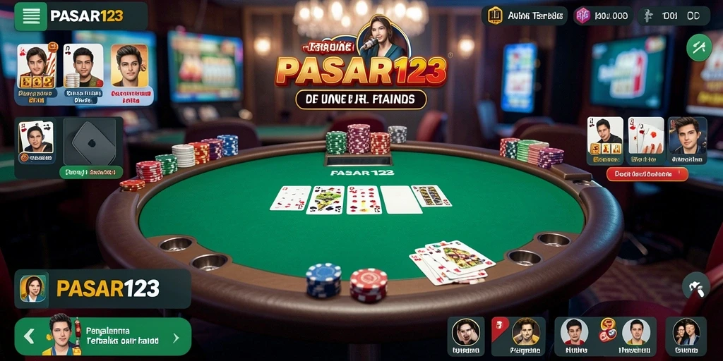 Tampilan gameplay poker yang mendebarkan dan interaktif.