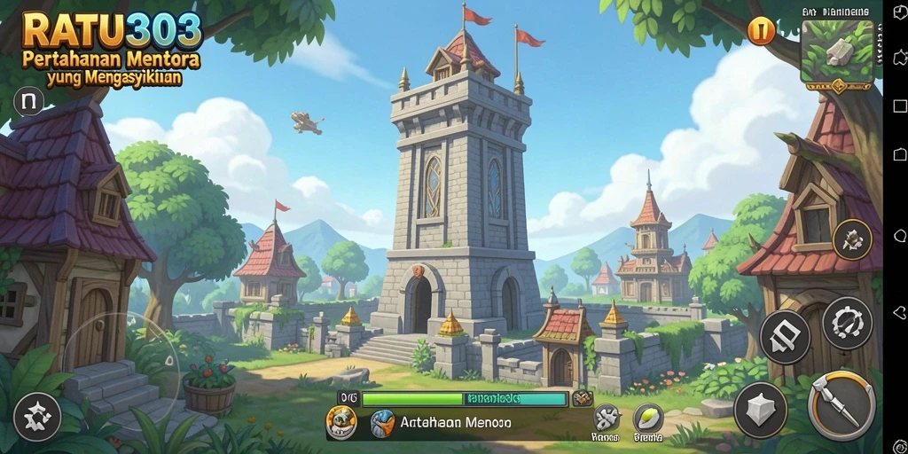 Tampilan gameplay seru di RATU303 dengan strategi Tower Defense.